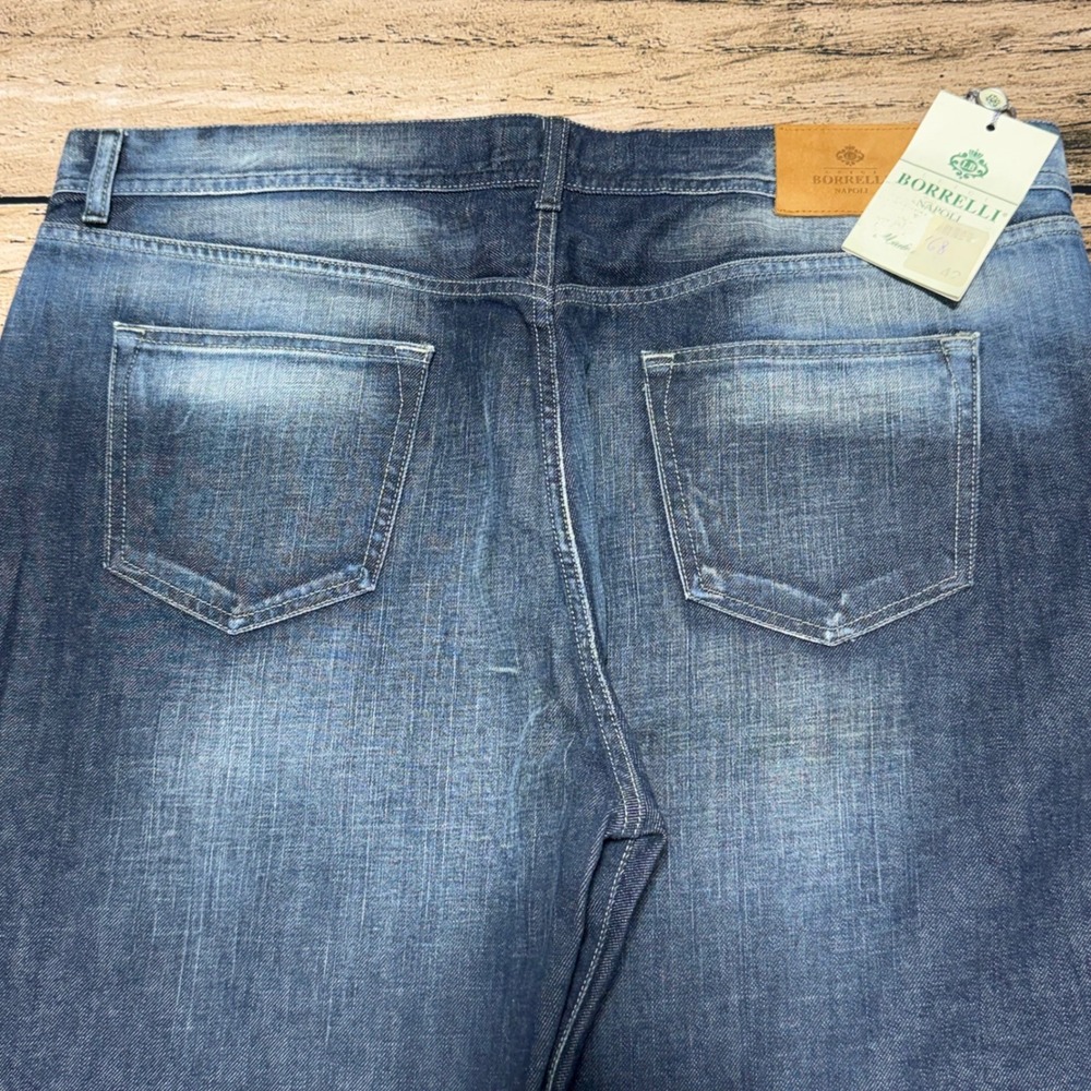 Luigi Borrelli Napoli Jeans Mens 42 Blue Straight Leg Made in Italy Cotton NWT